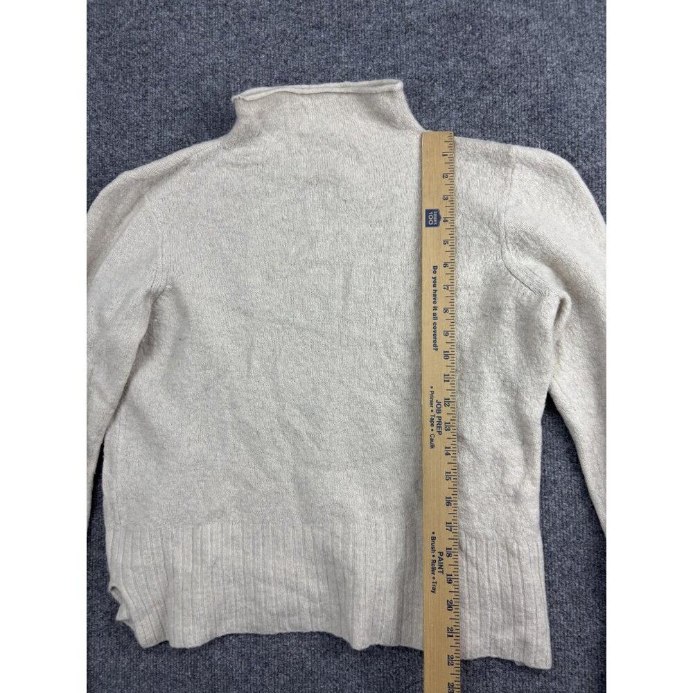 Madewell Sweater Womens Large Ivory Mock Neck Ribbed Hem Long Sleeve Side Slits - Picture 3 of 7